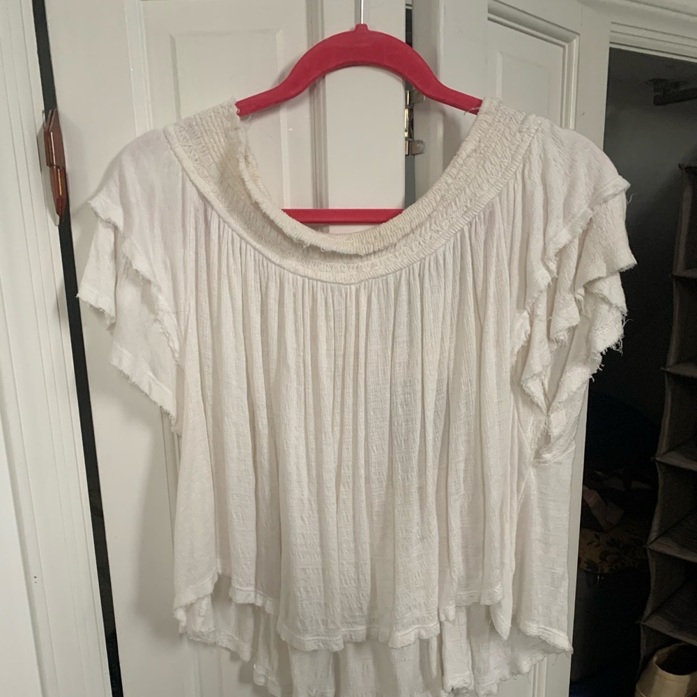 Free people off the shoulder white shirt